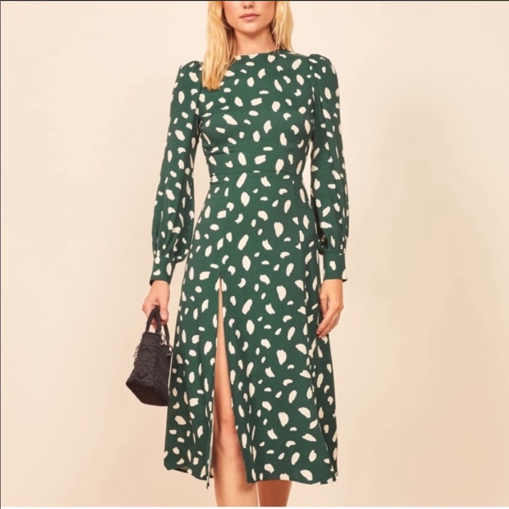 Reformation Creed Long Sleeve Midi Dress Slit 2